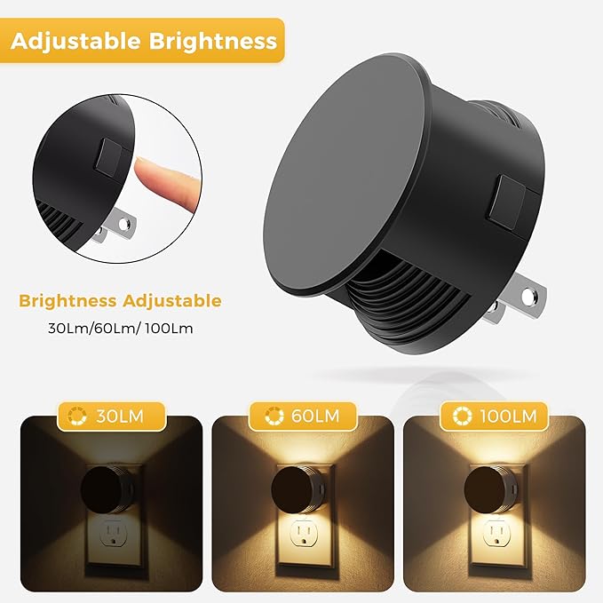 L LOHAS LED Night Lights Plug into Wall,[2-Pack] Plug in Night Light with Dusk to Dawn Sensor,Brightness Adjustable,3000K Warm White,Dimmable Nightlight for Adults Hallway Bathroom