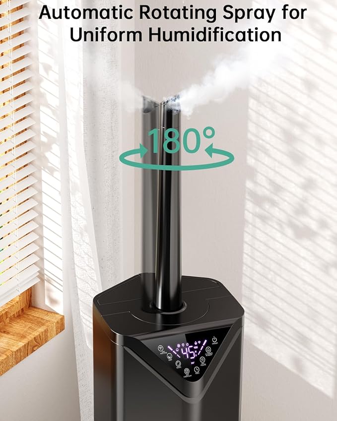 5Gal Humidifiers for Bedroom Large Room up to 2800ft², APP/Remote Control, 60H Supersized Cool Mist Humidifier with Auto 180°Mist Tube, 24H Timer, Top Fill Humidifiers for Home Office Plants