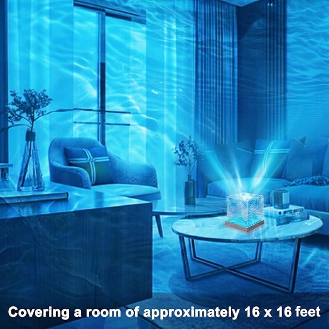 RICHMYC Ocean Wave Projector Light, 16 Colors Gradual Rotating Water Lamp with Remote Control, Beach Decor Sea Themed Northern Lights Projector for Office Bedroom Bar Restaurant(Plug in 5.3in)