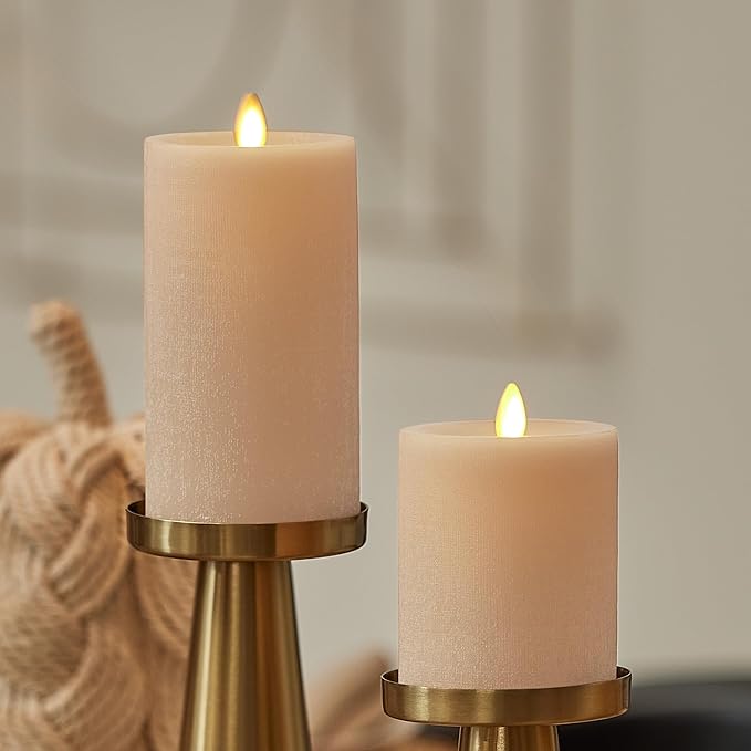 Luminara - Flameless LED Battery Operated Flickering Pillar Candles - Irish Cream - Pack of 1-3x6.5 - Realistic Moving Flame Real Wax Indoor/Outdoor