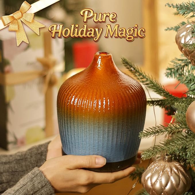 Porseme 280ml Essential Oil Diffuser, Ultrasonic Cool Mist Humidifier with Color Changing, Auto Shut-Off, 6-10 Running Hours, Aromatherapy Glass Diffusers for Home Bedroom, Office, Yoga (Yellow-Blue)