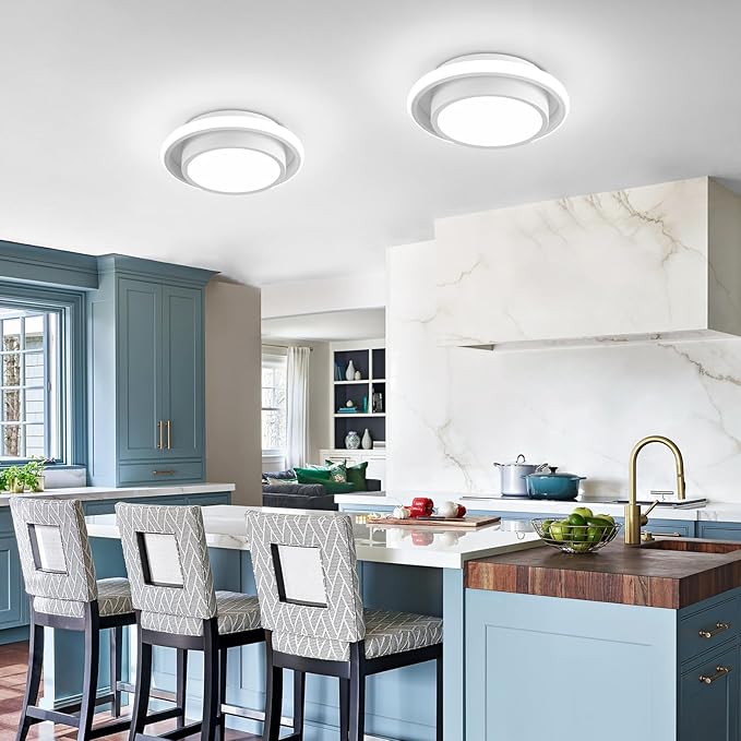 12IN Modern LED Ceiling Light Fixtures, Cool Light Circle 6000K Hallway Lights White Close to Ceiling Light for Kitchen Bedroom Balcony Bathroom Living Room