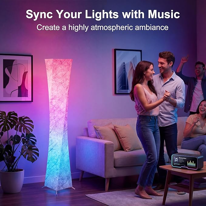 Floor Lamp, RGB Color Changing Led Smart Lamp, Music Sync, APP Remote Control, 62'' Standing Lamp for Living Room Bedroom Game Room