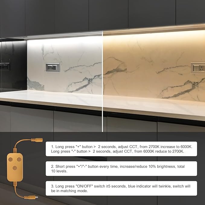 6pack 12inch Dimmable LED Under Cabinet Light Kit, 2700K to 6000K Smart LED Under Counter Lighting Fixture, Compatible with Alexa, Google Assistant, for Kitchen, Pantry, Shelf (Gold)