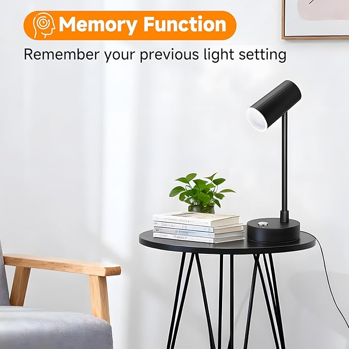 ShineTech LED Desk Lamp for Home Office, Dimmable Reading Desk Lamp with 3 Color Modes & Adjustable Brightness, Eye-Caring Table Lamp for Study, Bedroom Nightstand, Touch Control Bedside Lamp