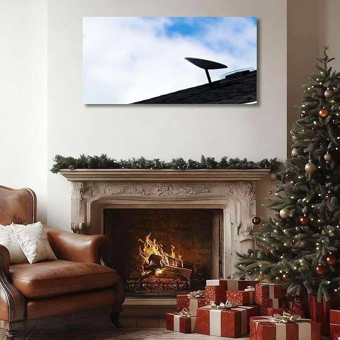 Wibinuki Wall Art Wall Decor Wall Paintings A SpaceX Starlink sellite dish is seen installed on a roof of a for Living Room Bedroom Bathroom Home Decor Can Be Hung Directly 20"x 40"