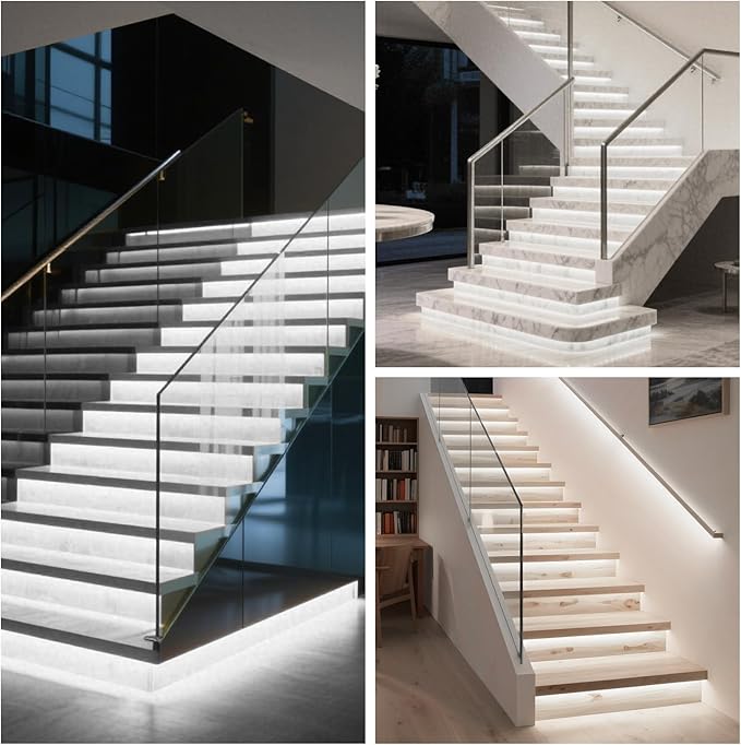 Smart Motion Sensor Stair Light for Indoor, No Wiring Required 40 inches Long COB LED Stair Lights Indoor with Remote Controller (Cool White 6000K, 16 Stairs)