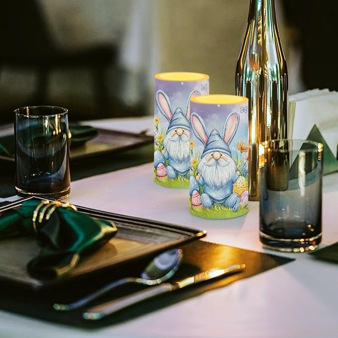 Flameless Candles LED Easter Gomes Stars Decorative Candles Battery Operated Ornage Flickering Candles with 18-Key Remote Timer Pillar for Home Living Room Party Table Decorations