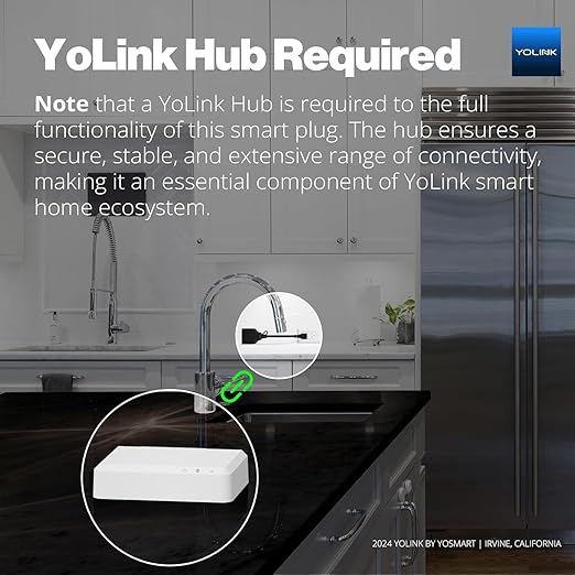 YoLink Smart Outdoor Energy Plug, IP63, 1800W, 15A Smart Plug with Real-Time Energy Monitoring, Automatic Safety Shutoff, Alexa & Google Assistant Compatible, Require YoLink Hub