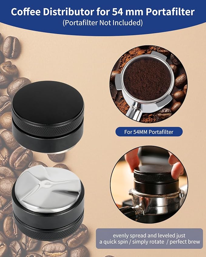 7 Pack 51mm Espresso Accessories – Tamper Station, Coffee Distributor, WDT Tool, Tamping Mat, Dosing Funnel, Brush & Puck Screen – Barista Tools Kit for Espresso Machines at Home or Cafe
