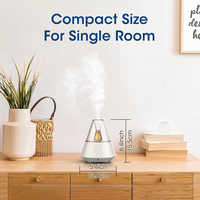 Ultrasonic Essential Oil Diffuser, 150ML Modern Aromatherapy Diffuser with Candle Light, 2 Mist Mode, Remote Control, Auto-Off, Small Cool Mist Humidifier for Home Bedroom Office Yoga, White