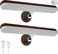 2 Pack Vanity Lights for Mirror with 4000mAh Rechargeable Battery, Touch Control Dimmable Makeup Light with 3 Color Modes, Magnetic 360° Adjustable LED Bathroom Mirror Light, Dark Wood
