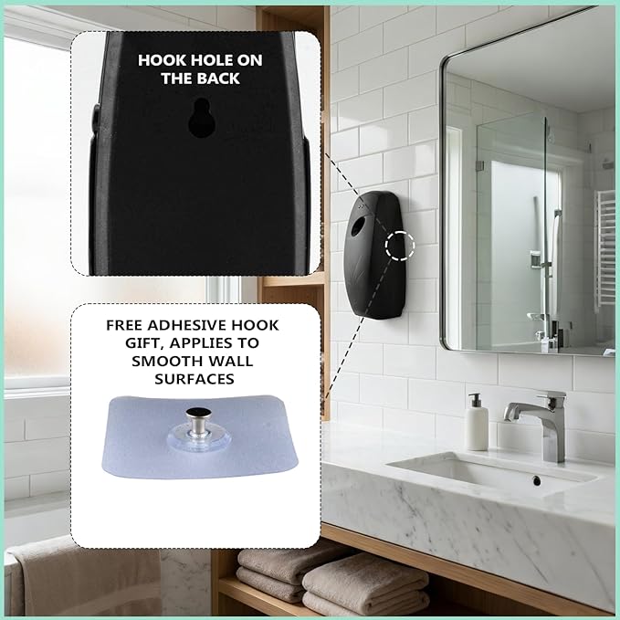Automatic Air Freshener Dispenser – 2-Pack Wall Mounted Time Mist Spray for Home, Bathroom & Office – Battery Operated Scent Sprayer Compatible with Commercial Air Fresheners(Black)