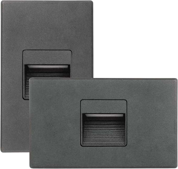 2W LED Universal (Vertical-Horizontal) Step Lights, Black Finish, 120V LED Stair Lights Indoor and Outdoor, 125 Lumens, CRI 90+, Wet Location IP-65, IC Rated, ETL Listed, Warm White 3000k