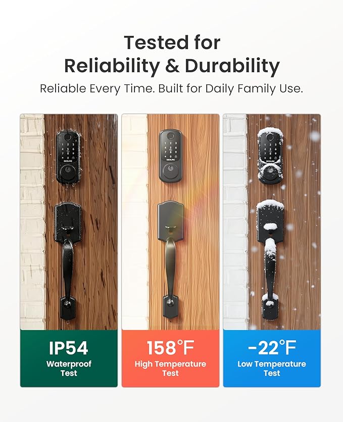 DESLOC B200 Keyless Entry Door Lock with Handle Set, Smart Locks for Front Door, Deadbolt Smart Lock, Front Door Locks Set, Electronic keypad Deadbolt with Handle, 12 Months Battery, IP54