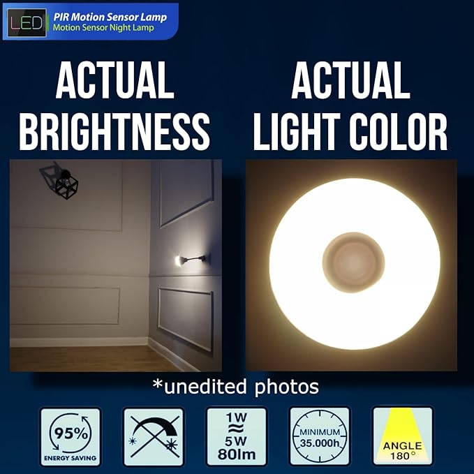 LED Motion-Activated Sensor Dusk To Dawn PIR Night Light AC Outlet Directional Flexible Rotatable 360 Socket Plug-in Wall Stairs Lamp Indoor Closet Cabinet Toilet Garage Ceiling Basement (5W 3000K)
