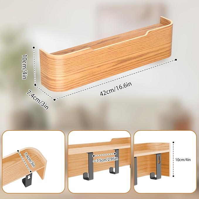 Coat Rack Wall Mount Entryway Organizer Modern Key Holder Wall Mount with Wooden Shelf Entryway Hooks for Bedroom Kitchen Hallway Bathroom for Hanging Coats Hats Dog Leashes Bags Towels