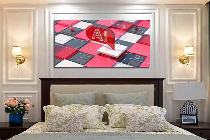 Wibinuki Wall Art Wall Decor Wall Paintings Artificial Intelligence - chbot assistant. AI chbot. for Living Room Bedroom Bathroom Home Decor Can Be Hung Directly 20"x 40"