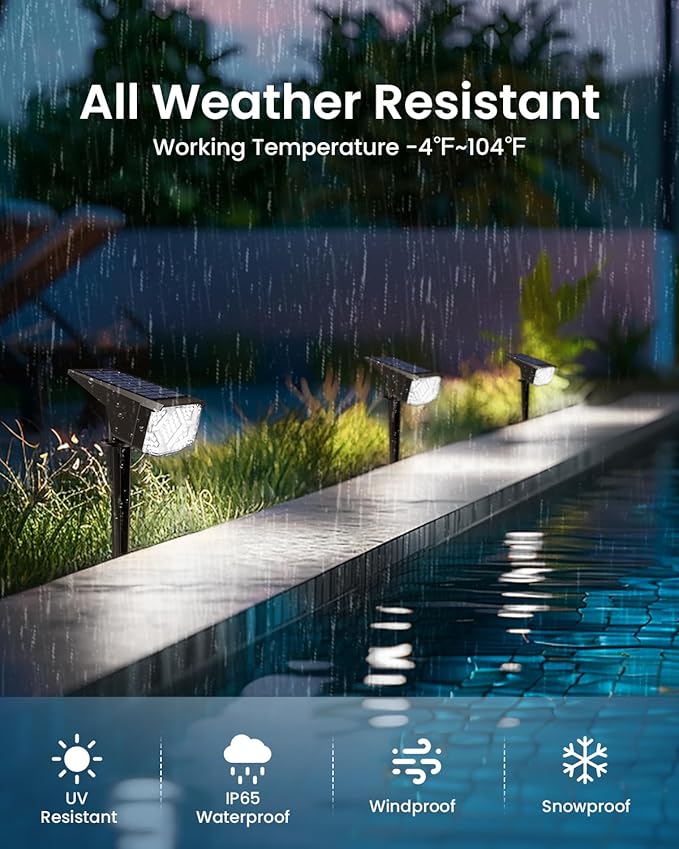SOLPEX Solar Lights Outdoor Waterproof IP65, Landscape Spotlights Outdoor, Compact Design Spot Lights, Solar Powered Flood Lights for Garden Yard House Pathway Tree Outside, 12 Pack, Cool White