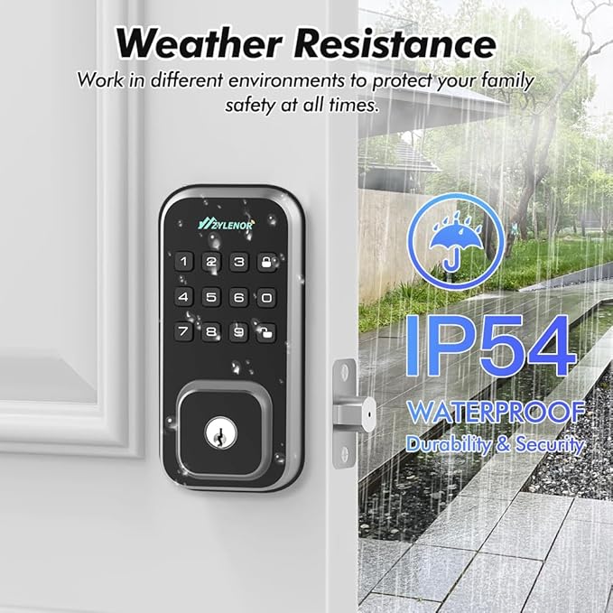 Keyless Entry Door Lock, Smart Lock for Front Door with Digital Keypad, Built-in WiFi Deadbolt, App Remote Control with Easy Installation, Upgraded Battery Life