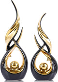 XMGZQ Gold Ceramic Abstract 2 Piece Statue Set,Mid Century Modern Abstract Art Home Decor Statue Mantelpiece on Unique Shelf Decor, TV Cabinet Divider Table top and Dining Table Centerpiece (Black)