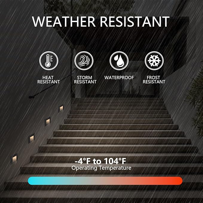 Low Voltage Step Lights Outdoor Indoor 12V-24V 3CCT 3000K/4000K/5000K CRI90+, 3W 150LM LED Stair Light Fixture, IP65 Stairway Lights Indoor Outdoor Wet Location