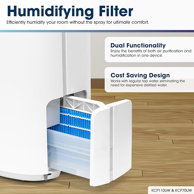 SHARP Smart Air Purifier with Humidifier Combo – Covers up to 1,913 sqft in one hour, Compatible w/Alexa & Google Asst. Energy Star 3.0, True HEPA Filter for Large Room, Bedroom - KCP70UW