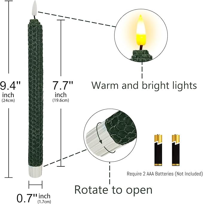 Flameless Candles Remote Candlesticks-10inches Timer Flickering Battery Operated Candles Honeycomb LED Taper Candles Lights for Home Wedding Party Windows Decorations,4pcs,RG