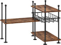 HOOBRO Kitchen countertop Organizer, 4-Tier Adjustable Kitchen Storage Shelf with Rods & Leveling Feet, 3 Configurations, for Cabinet, Countertop, Bathroom, Office, Rustic Brown and Black BF21TL01