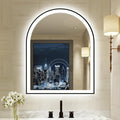 Arched LED Mirror for Bathroom 24"x30", Black Lighted Bathroom Mirror with Lights-Fogless, Dimmable, 3 Color Changing, Shatterproof, Touch Sensor