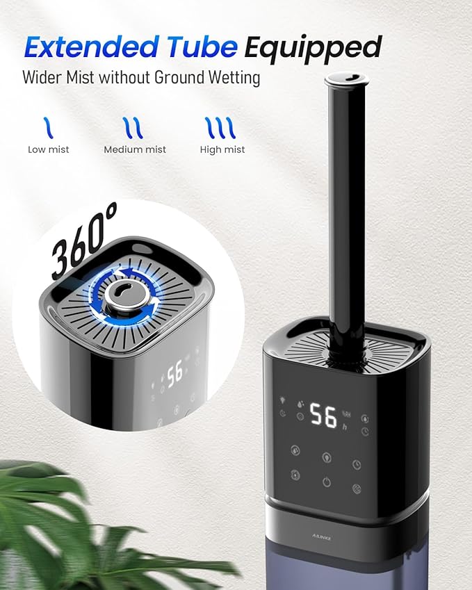 Smart Humidifier Large Room, 2.1Gal/8L Humidifiers for Bedroom with Extended Tube&Night Light, Whole House Cool Mist Humidifiers, WIFI App&Voice Control, School/Office/Warehouse, Dark Blue