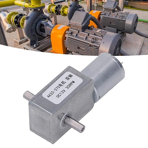 12V Gear Motor All Metal Heavy Duty Double Shaft High Torque Low Noise Reduction Motor for Automatic Window Openers Smart Home Devices Small Winches 4632-370 Model (30RPM)