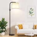 Ambimall 𝐅𝐮𝐥𝐥𝐲 𝐃𝐢𝐦𝐦𝐚𝐛𝐥𝐞 Floor Lamp - Floor Lamps with 9W 𝐋𝐄𝐃 Bulb, Standing Lamps for Living Room with Adjust Head, Modern Standing Tall Light Rotary Switch for Office(Black and Grey)