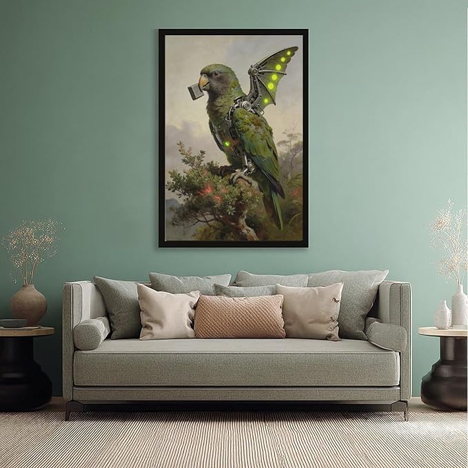 Framed Mechanical Fantasy Wall Art for Modern Living Room Industrial Sci Fi Decor Statement Piece 20x30in