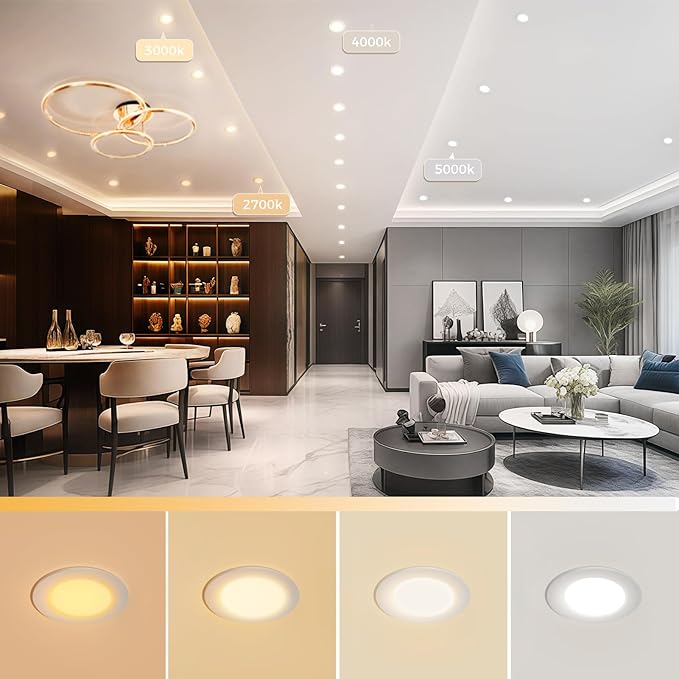 YGS-Tech 3.5 Inch LED Recessed Lighting, Dimmable Downlight 7W(55W Halogen Equivalent), CRI80, 3000K Warm White, Ceiling Light with LED Driver(10 Pack)