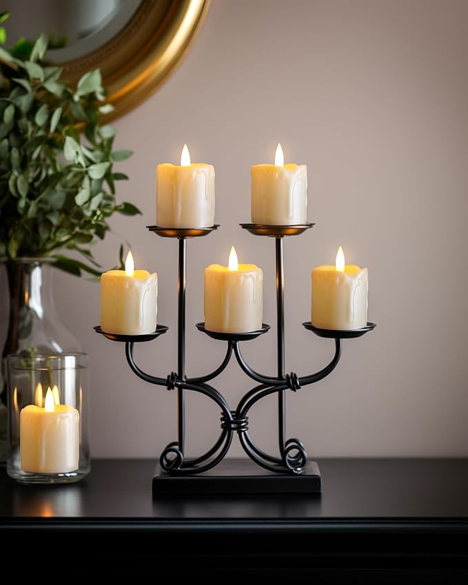 Homemory 2" x 2" Timer Flickering Flameless Candles, Realistic Battery Operated Votive Candles, 6Pack 3D Wick Electric Fake Candles for Christmas, Wedding, Home Decorations (Ivory Base)