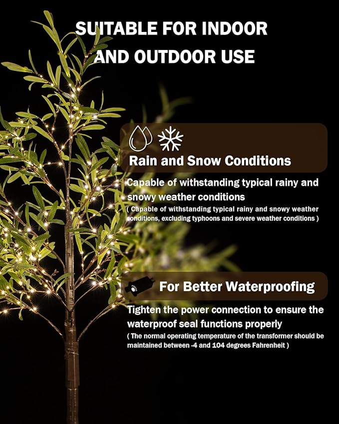6ft Lighted Olive Tree with 300 Warm White LED Lights, Dimmable, Ideal for Indoor & Outdoor Holiday Decor, Home, Garden, Wedding & Party