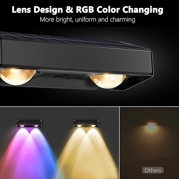 Brizled 12 Pack Solar Fence Lights, RGB + Warm White + Cool White Outdoor Solar Wall Lights, 11 Modes Color Changing Deck Light IP65 Waterproof Outdoor Lighting for Railing Wall Deck Fence Stair