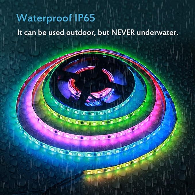 ALITOVE WS2811 Dream Color RGB LED Strip Lights Bluetooth App Control, 16.4ft 300 LEDs Addressable LED Light Strip with Bluetooth Controller and 12V Power Supply kit,120 Color Modes, Waterproof IP65