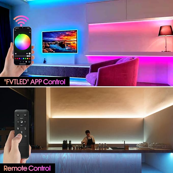 INDARUN 24V RGB COB Led Strip Light 32.8FT/10M, 5760Leds,10mm Width, Flexible Led Tape Light, Smart Led Strip Light Color Changing, Music Sync, Led Strip Lights for Room Decor, TV Backlights