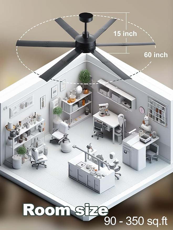 60" Smart Ceiling Fan with RGB Chasing Lights – Quiet DC Motor with Sectional Blades Dimmable CCT via App & Remote Control, Fits Flat or Sloped Ceiling Mount for Large Living Rooms, Black