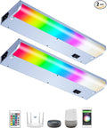 LED Under Cabinet Lights Fixture Hardwired, Smart Undercabinet Lighting Alexa Google Enabled. Plug in and Direct Wire. Dimmable and Linkable 120V Under Counter Light for Kitchen (2-Bar 12 Inch)