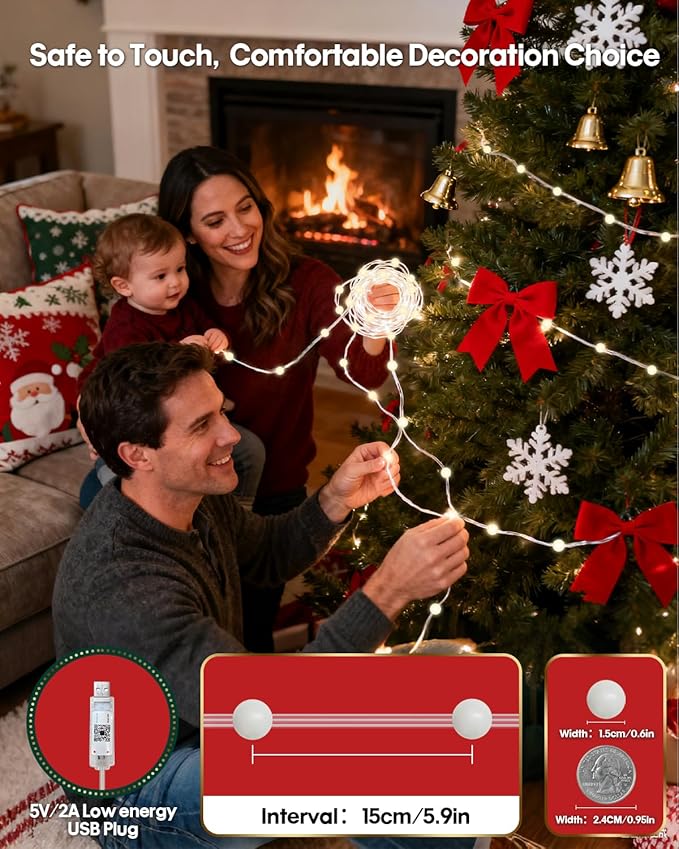 Color Changing Globe String Lights, 33ft Smart Fairy String Lights with APP Control, Mini Ball LED Twinkle Lights Hanging for Indoor Outdoor Bedroom Party Garden Camping Christmas Decoration