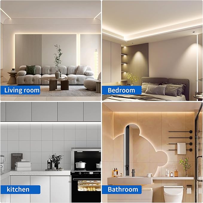 CCT COB LED Strip Lights, Tunable White Dimmable 2700K-6500K, 24V LED Tape Light Kit 9.8ft/3m, High Density CRI90+with UL-Listed Adapter, for Under Cabinet Lighting, Kitchen,Bedroom, Office, DIY