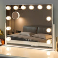 Vanity Mirror with Lights, Hollywood Lighted Makeup Mirror with 12 Dimmable LED Bulbs for Dressing Room & Bedroom, 3 Light Modes，Slim Metal Frame Design, AC-Powered, White