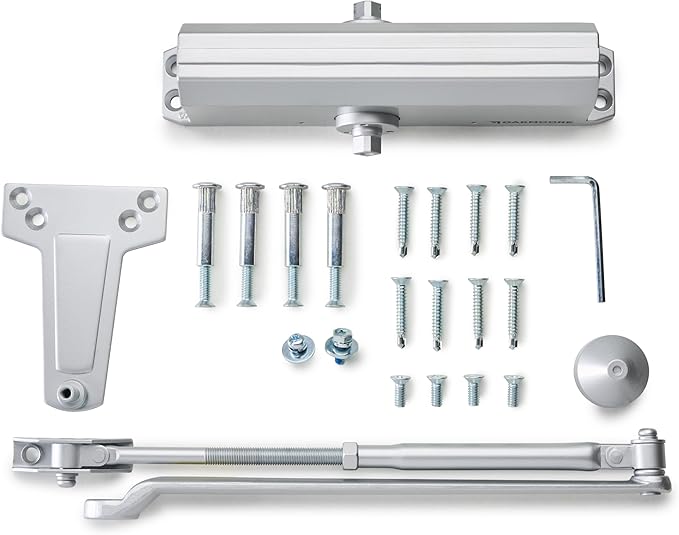 Commercial Heavy Duty Automatic Door Closer, ADA UL Grade 1 Listed Self Closing Door Hinges, Door Closers Commercial High Traffic, Auto Door Closer, Hydraulic Spring Soft Close - Silver