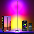 59" Smart LED Corner Floor Lamp, RGBICW Color Changing Ambient Lighting, App Control Music Sync Mood Light, Modern Dimmable Room Decor for Bedroom, Living Room, Gaming Setup, Black