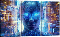LSIUHWUWI Wall Decor for Bedroom Cloud Networking, Crypto, AI Posters and Prints Firewall Network Security Print on Canvas 3 Pieces Wall Artwork Stretched And Framed Ready to Hang 20x40inchx3