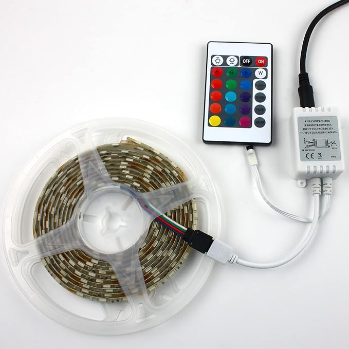 RGBZONE 24 Keys Wireless RGB LED Controller with DC 12V/24V IR Remote Control Box for SMD 5050 3528 2835 RGB LED Strip Lights