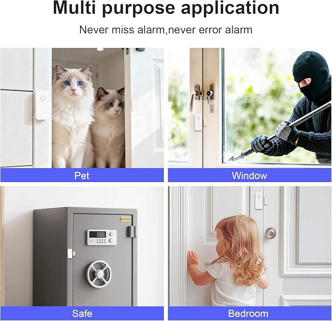 Zigbee Wireless Door and Window Alarm Sensor,120dB Requires PGST Hub (not 3rd-Party),Smart Life or Tuya APP Control,3 Years Battery Life,Easy to Install,for Basement,Garage,Warehouse